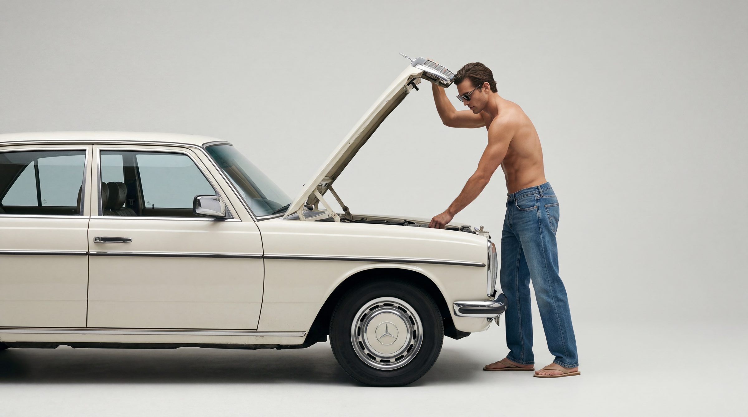 A man wearing Lazell sunglasses beside a car